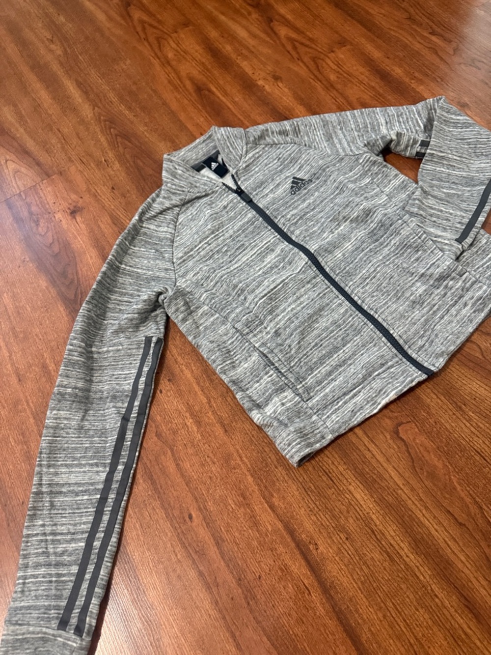 adidas Gray Full Zip Track with Dark Trim